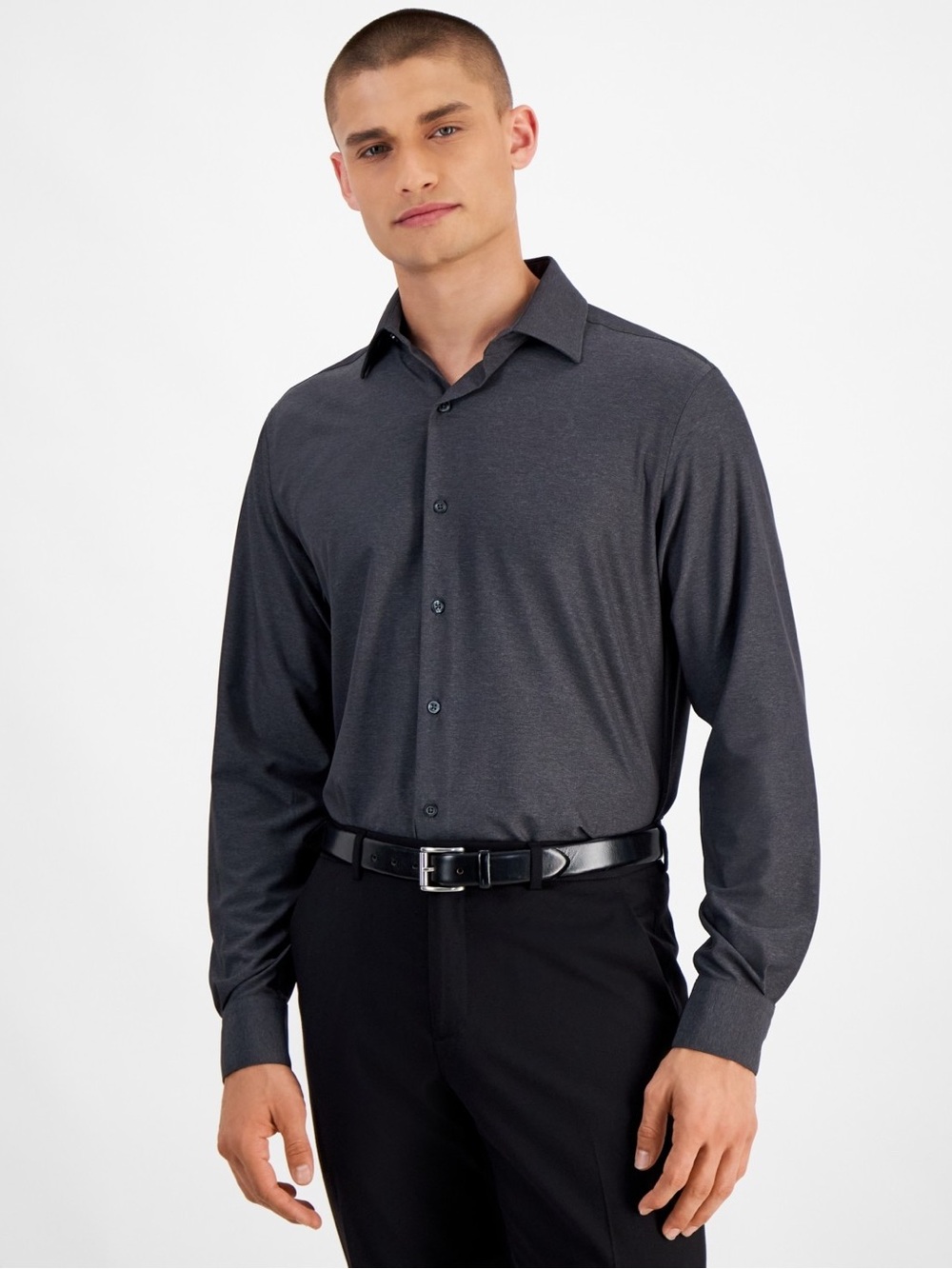 Alfani Men's Slim-Fit Melange Solid Dress Shirt NWT